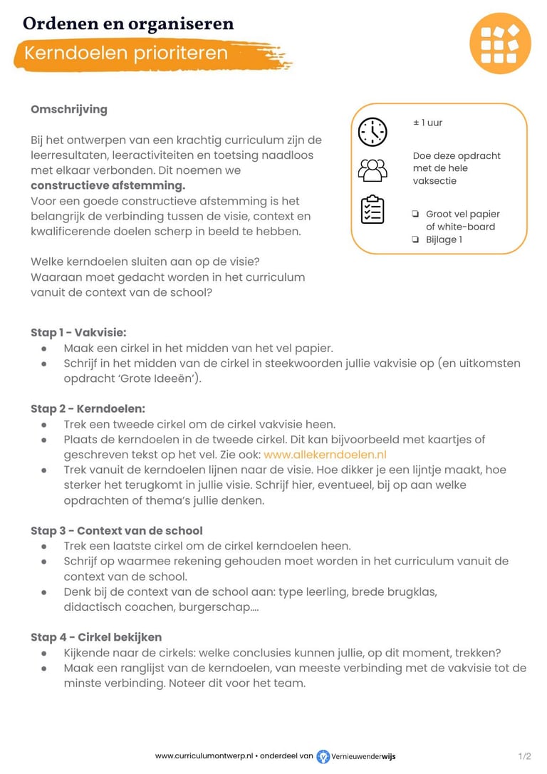 Preview van de opdracht Kerndoelen prioriteren